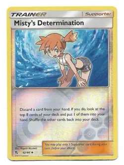 Misty's Determination 62/68 Hidden Fates Reverse Holo Pokemon TCG - NM - Image 1