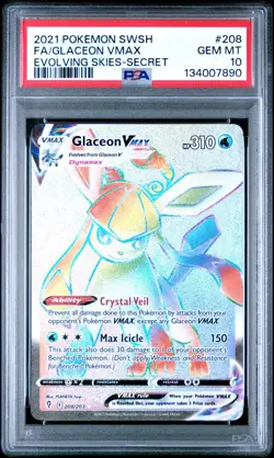 PSA 10 GLACEON VMAX 209/203 FULL ART SECRET EVOLVING SKIES POKEMON 😍 - Image 1