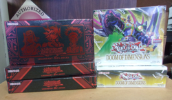 (2) YU GI OH DOOM OF DIMENSIONS BOOSTER BOX + (3) LEGENDARY 5D'S SEALED DECKS - Image 1