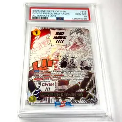 PSA 10 One Piece Gum-Gum Fire-Fist Pistol Red Hawk Alternate Art OP11-114 EN - Image 1