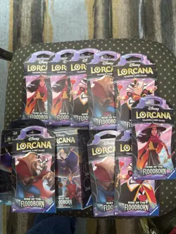 Disney Lorcana Rise of the Floodborn Sleeved Booster Pack Lot Of 11 W Starter - Image 1