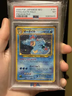 Pokemon Neo Premium File 1 Holo 2000 PSA 7 NM Feraligatr - Image 1