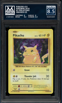 2016 Pokemon XY Evolutions Cracked Ice Pikachu 35/108 MANA 8.5 PSA 8.5 - NM - Image 1