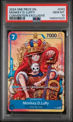 2024 ONE PIECE PROMOS CONVENTION EXCLUSIVE #043 MONKEY D. LUFFY NON FOIL PSA 10 - Image 1