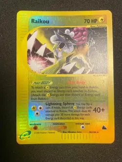 Raikou 28/144 Skyridge 2003 Reverse Holo Rare Pokemon Moderate Play - Image 1