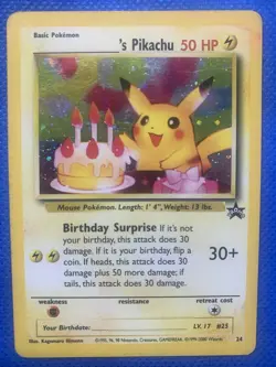 Pokemon 2000 Promo Black Star #24 Birthday Pikachu Holo Card - Image 1