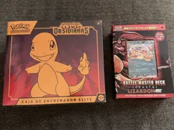 Pokemon Llamas Obsidianas ETB Spanish Version And Battle Master Deck Lizardon Ex - Image 1