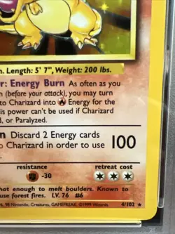 Pokemon TCG Charizard Base Set 4/102 Holo 1999 Base Set PULLED Not One Scratch! - Image 4