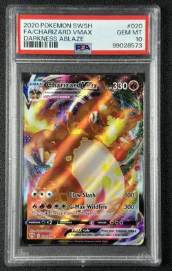 FA CHARIZARD VMAX PSA 10 2020 POKEMON SWORD & SHIELD DARKNESS ABLAZE #020/189 73 - Image 1