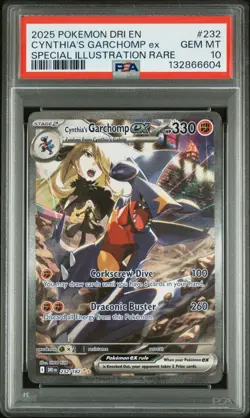 2025 POKEMON Cynthia's Garchomp EX 232/182 SIR Destined Rivals PSA 10 GEM MINT - Image 1