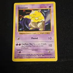 Pokemon TCG Drowzee Base Set, Shadowless Common Card 49/102 - Image 1