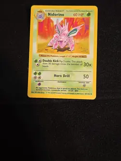 Pokemon Nidorino TCG Base Set Uncommon Card 37/102 1st Edition Shadowless - Image 1