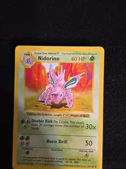 Pokemon Nidorino TCG Base Set Uncommon Card 37/102 1st Edition Shadowless - Image 3