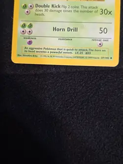 Pokemon Nidorino TCG Base Set Uncommon Card 37/102 1st Edition Shadowless - Image 4