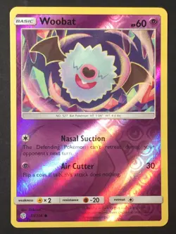 Pokemon TCG Woobat 87/236 SM Cosmic Eclipse Reverse Holo Common LP - Image 1
