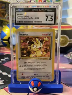 Pokemon - Meowth - 1st Edition - 62/82 - Common - 2000 Team Rocket - CGC 7.5 - Image 1