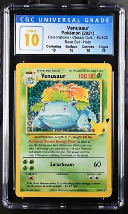 2021 Pokemon Celebrations - Classic Collection #15/102 Venusaur CGC PERFECT 10 - Image 1