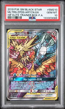 Moltres Zapdos Articuno GX #SM210 PSA 10 Gem Mint Black Star Promo Pokemon Card - Image 1