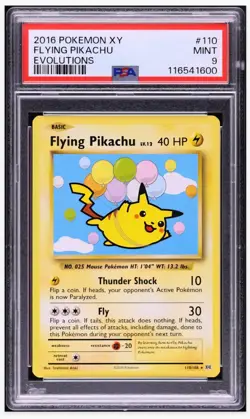 2016 😺 Pokemon XY Evolutions Flying Pikachu #110/108 😺 PSA-9 - Image 1