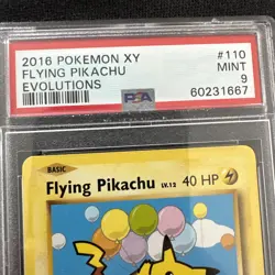 2016 POKEMON XY EVOLUTIONS #110 FLYING PIKACHU PSA 9 Mint (cracked) - Image 2
