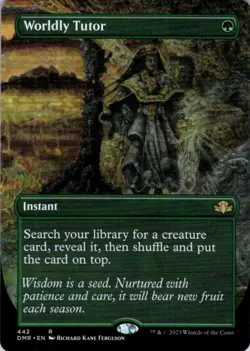 MTG Worldly Tutor (Borderless) (442) | NM | Dominaria Remastered {DMR} - Image 1