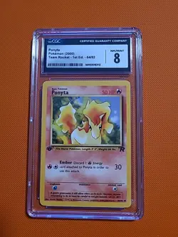 Pokemon 2000 Ponyta Team Rocket 1st Edition 64/82 CGC 8 NM/MINT Pokemon Card - Image 1