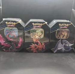 Pokemon TCG: Crown Zenith Tin Set of 3 - Galarian Articuno Zapdos Moltres SEALED - Image 1
