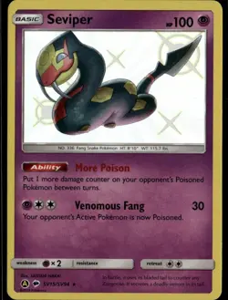 Seviper Shiny Holo Rare Hidden Fates: Shiny Vault SV15/SV94 Psychic Pokemon Car - Image 1