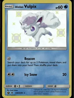 Alolan Vulpix Shiny Holo Rare Hidden Fates: Shiny Vault SV8/SV94 Water Pokemon - Image 1