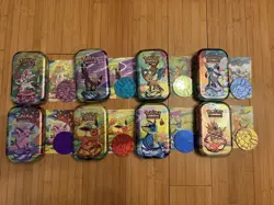 *EMPTY* Pokemon Prismatic Evolution Mini Tin Set - Including ART and COINS. - Image 1