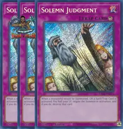 Yugioh! 3x Solemn Judgment RA02-EN075 Secret Rare 1st Ed NM - Image 1