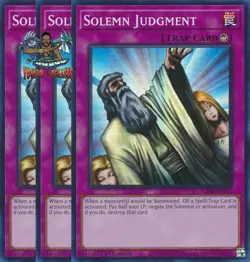 Yugioh! 3x Solemn Judgment RA02-EN075 Ultra Rare 1st Ed NM - Image 1