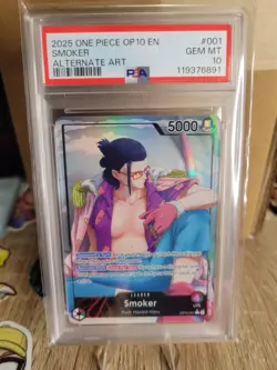 One Piece (Op10 Royal Blood) Smoker ALT ART LEADER OP10-001 PSA 10 English - Image 1