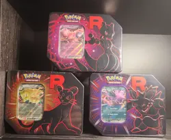 Pokemon Destined Rivals Team Rocket Tins Set of 3 Sealed Mewtwo Nidoking Persian - Image 1