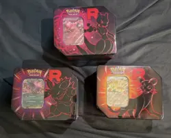 Pokemon TCG Destined Rivals Team Rocket Tins (Art Set of 3) Sealed New Mewtwo - Image 1
