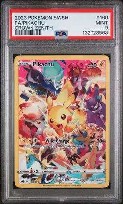 2023 POKEMON SWORD & SHIELD CROWN ZENITH #160 FULL ART/PIKACHU PSA 9 - Image 1
