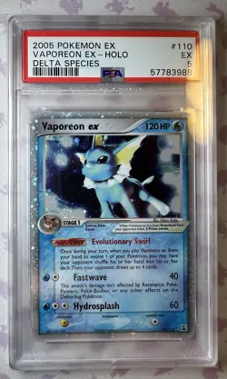2005 POKEMON EX DELTA SPECIES #110 VAPOREON EX-HOLO PSA 5 - Image 1