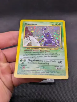 Pokemon Card Heracross 6/111 Neo Genesis Set Holo Rare WOTC 🍥 SWIRL LP-NM - Image 4