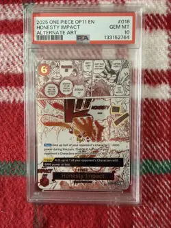 One Piece TCG CCG OP11-018 HONESTY IMPACT Fist of Divine Speed ALT ART EN PSA 10 - Image 1