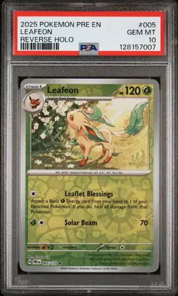 2025 POKEMON PRE EN-PRISMATIC EVOLUTIONS REVERSE HOLO #005 LEAFEON PSA 10 - Image 1