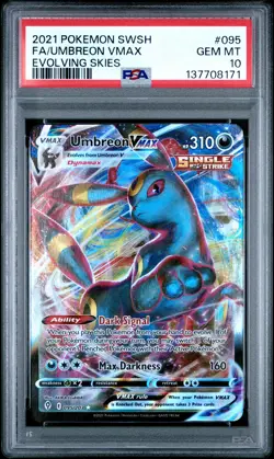 2021 POKEMON SWORD & SHIELD EVOLVING SKIES #095 FULL ART/UMBREON VMAX PSA 10 - Image 1