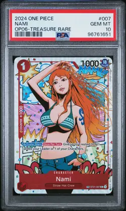 2024 ONE PIECE OP06-WINGS OF THE CAPTAIN TREASURE RARE #007 NAMI PSA 10 - Image 1