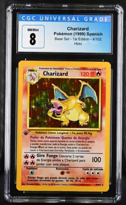 Pokemon Base Set Charizard 1st Edition SPANISH CGC 8 NM/Mint - Blue Holder - Image 1