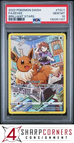 2022 POKEMON SWORD & SHIELD BRILLIANT STARS #TG11 FULL ART/ EEVEE PSA 10 - Image 1