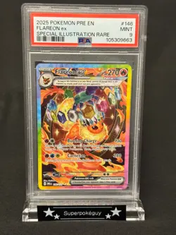 PSA 9 MINT 2025 Pokemon Prismatic Evolutions SIR Flareon EX 146/131 eevee - Image 1