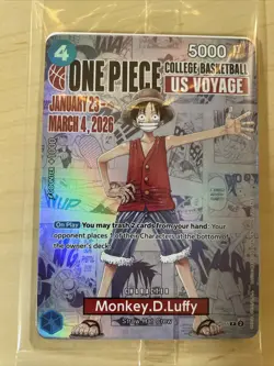 One Piece CCG Monkey.D.Luffy US Voyage Promo Full Art Holo Card P-055: SEALED - Image 1