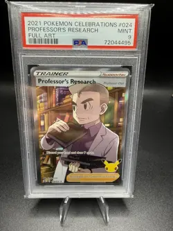 2021 Pokemon Celebrations # 024 Full Art Professor’s Research PSA 9 Card MINT! - Image 1