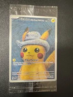 PIKACHU VAN GOGH WITH GREY FELT HAT SVP EN 085 PROMO POKEMON CARD-SEALED - Image 1