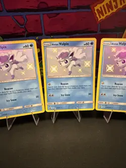 Pokemon TCG Alolan Vulpix SV8/SV94 Hidden Fates Shiny Vault NM Con. Lot Of 3 - Image 3