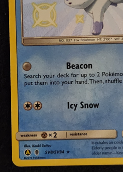 2019 Pokemon Hidden Fates Shiny Vault Alolan Vulpix #SV8/SV94 Holo Rare EX-NM - Image 5